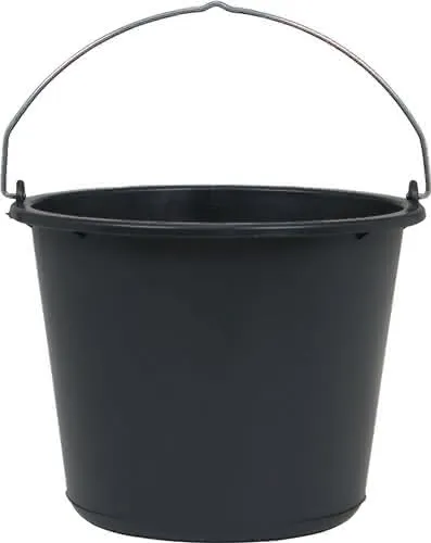 Baueimer 12l m.Kreuzboden schwarz Recycling-Kunststoff