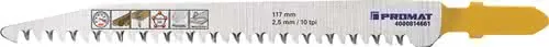 Stichsägeblatt Gesamt-L.117mm Zahnt.2,5mm HCS 5 St./Karte PROMAT