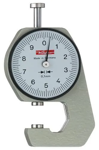 Taschendickenmessgerät K 15 0-10mm Abl. 0,1mm plan 6,35mm m. Kal. Käfer