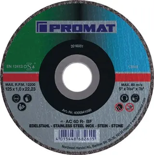 Trennscheibe D115x1mm ger.INOX/STA/STE Bohr.22,23mm PROMAT