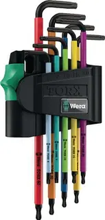 Winkelschraubendrehersatz Torx 967 SPKL 9tlg. T8-T40 m. Bohrung WERA