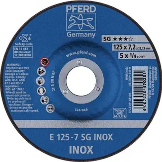 Schruppscheibe SG INOX D125xS4,1mm gekr.INOX Bohr.22,23mm PFERD