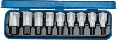 Steckschlüsselsatz IN 19 PA 9-tlg.1/2 Zoll 3/16-5/8 Zoll f.i6-KT.-Schr.GEDORE