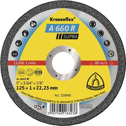 Trennscheibe A 660 R Supra D125x1mm ger.INOX Bohr.22,23mm KLINGSPOR
