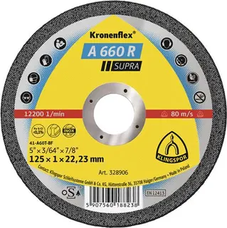 Trennscheibe A 660 R Supra D125x1mm ger.INOX Bohr.22,23mm KLINGSPOR