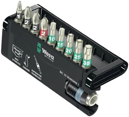 Edelstahlbitsortiment BC 10 Stainless 1 10-tlg.PH/PZD/T/Schnellw.Halter WERA