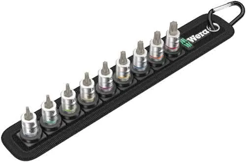 Steckschlüsselsatz Belt 3 9-tlg.1/4 Zoll T8-T40 f.Innen-Torx-Schrauben WERA