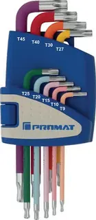 Winkelschraubendrehersatz Torx 9tlg. T9-T45 farbcodiert Ku.-Halter PROMAT