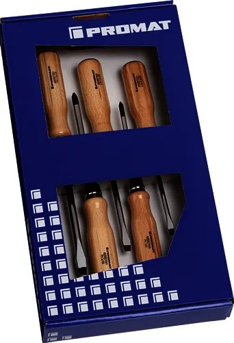 Schraubendrehersatz 5-tlg.Schlitz Holzgr.Rundkl.m.6-Kant-Ansatz PROMAT