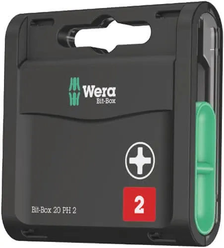 Bitgroßpackung 1/4 Zoll PH 2 L.25mm Form C 6,3 20 Bits/Ku.-Box WERA
