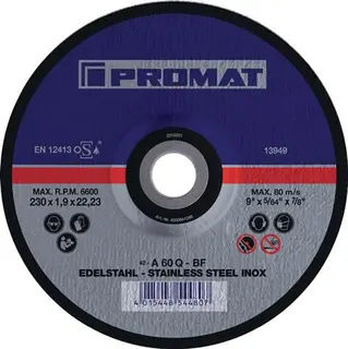 Trennscheibe INOX D230x1,9mm gekr.INOX Bohr.22,23mm PROMAT