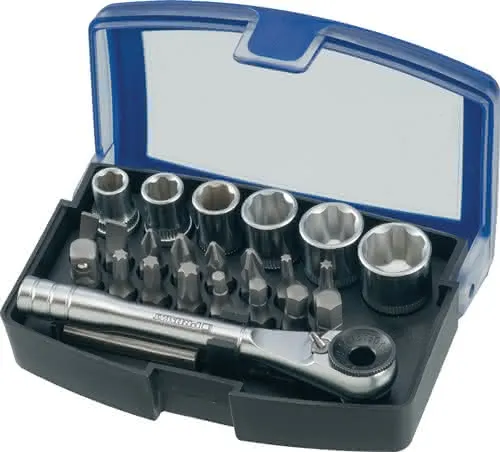Bit-/Steckschlüsselset 24-tlg.Schlitz/PH/PZD/T/Knarre/6 Nüsse