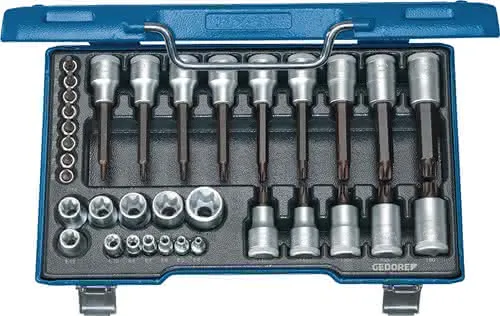 Steckschlüsselsatz 19 TX 20 34-tlg.1/4+1/2 Zoll T8-T60/E4-E24 GEDORE