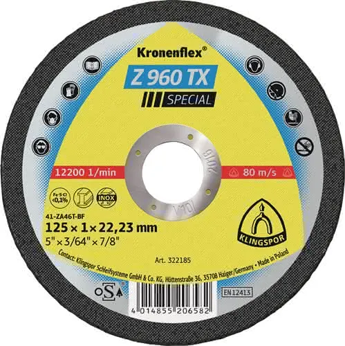 Trennscheibe Z 960 TX D115x1mm ger.INOX Bohr.22,23mm KLINGSPOR
