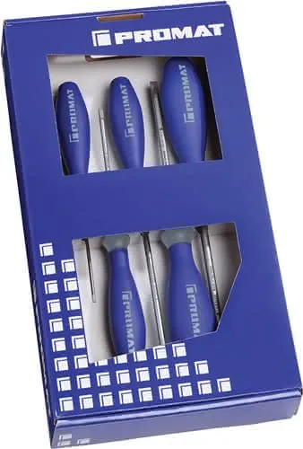 Schraubendrehersatz 5-tlg.Schlitz 3K-Griff Rundkl.PROMAT