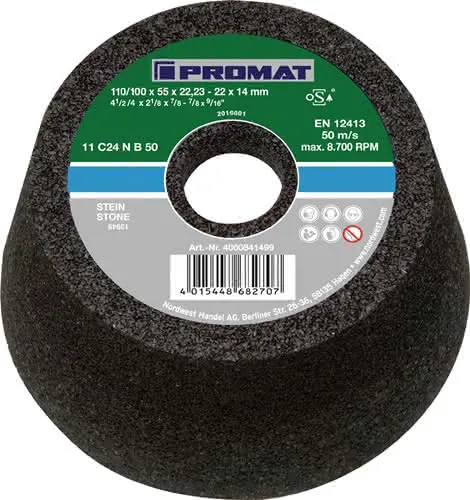Schleiftopf C16N 110/100mm Natur- u.Kunststein,Stahlguss 16 Bohr.22,23mm