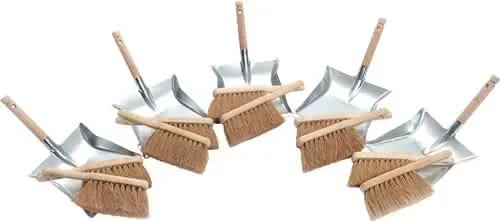 Kehrschaufelset m. Holzgriffe 10xKokoshandfeger 5xKehrschaufel