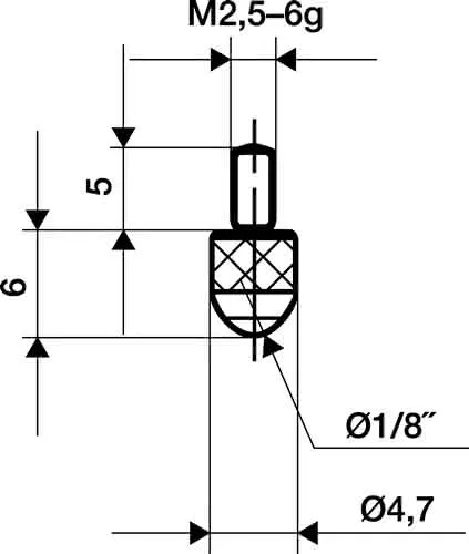 Messeins.L.6mm KGL M2,5 STA z.Messuhren KÄFER