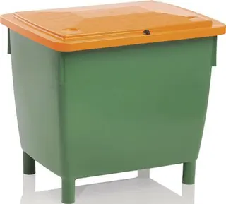Streugutbehälter L945xB725xH930mm 400l HD-PE grün/orange o.Entnahmerutsche – Bild 3