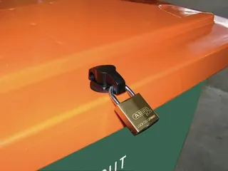 Streugutbehälter L945xB725xH930mm 400l HD-PE grün/orange o.Entnahmerutsche – Bild 4