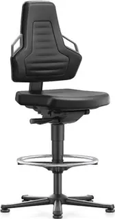 Arbeitsdrehstuhl Nexxit Gleiter+Fußring PU-Schaum schwarz Griff grau 570-820mm