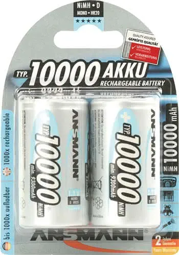 Akkuzelle 1,2 V 10000 mAh R20-D-Mono HR20 2 2St./Blister ANSMANN