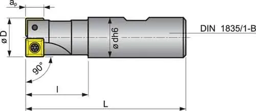 Schaftfräser D.20mm vern.m.IK Z.2 SOMT 09T304 PROMAT