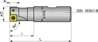 Schaftfräser D.20mm vern.m.IK Z.2 SOMT 09T304 PROMAT