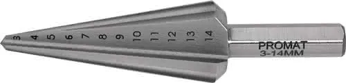 Blechschälbohrer Bohrber.3-14mm HSS-Co Gesamt-L.58mm Z.2 PROMAT