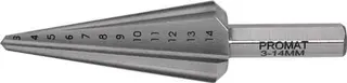 Blechschälbohrer Bohrber.3-14mm HSS-Co Gesamt-L.58mm Z.2 PROMAT