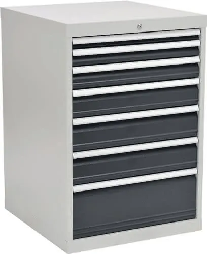 Schubladenschrank H1019xB705xT736mm lichtgrau/grau 7 Schubl.Vollauszug