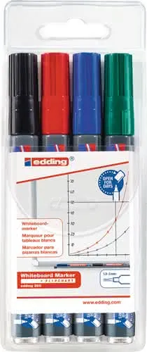 Boardmarker 250 schwarz/rot/blau/grün Strich-B.1,5-3mm Rundspitze EDDING