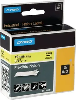 Schriftband Band-B.19mm Band-L.3,5m flexibles Nylonband schwarz auf gelb