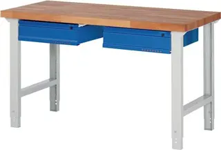 Werkbank Ser.BK 650 B1500xT700xH790-1140mm Buche massiv grau