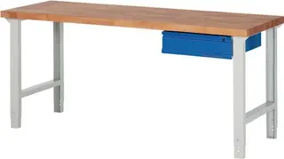 Werkbank Ser.BK 650 B2000xT700xH790-1140mm Buche massiv grau