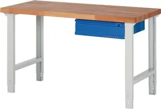 Werkbank Ser.BK 650 B1500xT700xH790-1140mm Buche massiv grau