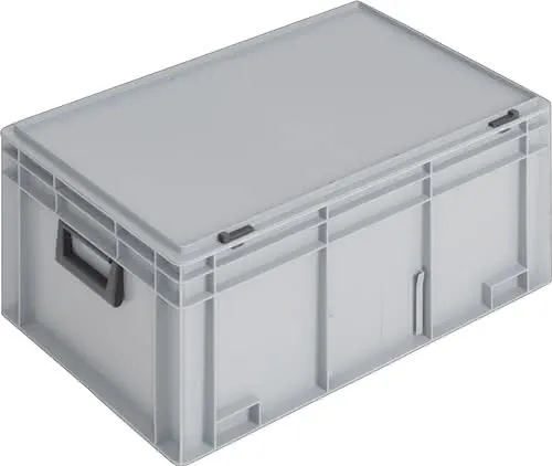 Ku.-Koffer L600xB400xH293mm PP 2 Griffe Schiebeverschluss grau 55l LOCKWEILER