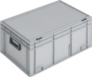 Ku.-Koffer L600xB400xH293mm PP 2 Griffe Schiebeverschluss grau 55l LOCKWEILER
