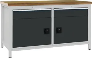 Werkbank lichtgrau grau B1500xH859xT750mm Buche Multiplex 40mm 2