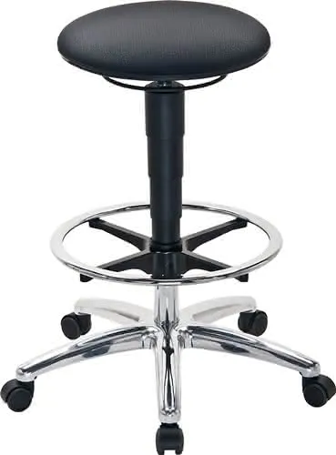 Drehhocker Sitz-Stop-Rollen+Fußring Supertec-Gewebe grau