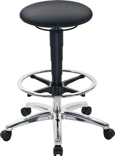 Drehhocker Sitz-Stop-Rollen+Fußring Supertec-Gewebe grau
