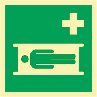 Rettungszeichen ASR A1.3/DIN EN ISO 7010/DIN67510 L148xB148mm Krankentrage