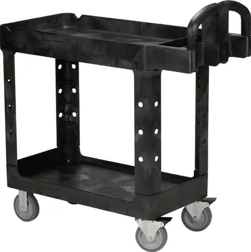 Tischwagen 2 Ladeflächen L770xB420mm schwarz Trgf.226kg Holme/Ladefläche PP
