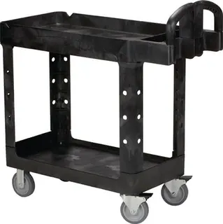 Tischwagen 2 Ladeflächen L770xB420mm schwarz Trgf.226kg Holme/Ladefläche PP