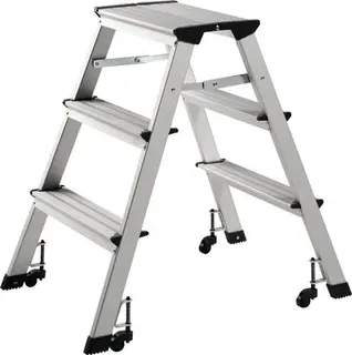 Klapptritt Stufen 3 Plattform-H.630mm Alu.fahrbar – Bild 3
