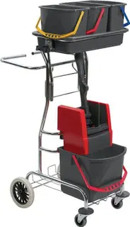 Reinigungswagenset Eimer 1x17l,3x6l/Presse/Stiel/ Halter/5Mopps