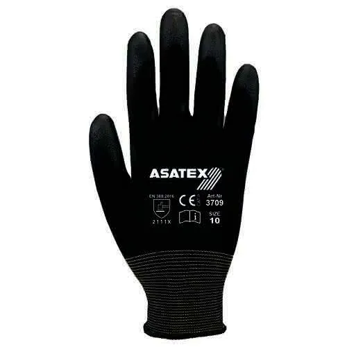 Handschuhe Gr.8 schwarz PA m.Soft-Polyur ethan ASATEX