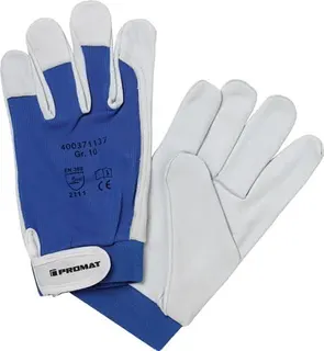 Handschuhe Donau Gr.10 natur/blau Nappal eder EN 388 PSA II PROMAT