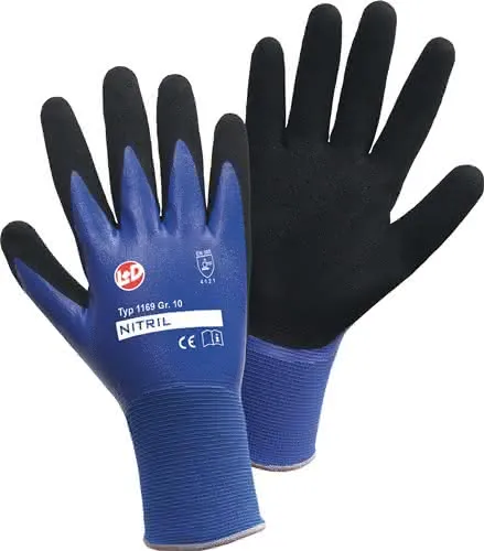 Handschuhe Nitril Aqua Gr.10 blau/schwar z Nyl.m.dop.Nitril EN 388 PSA II
