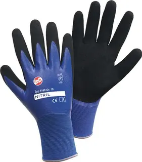 Handschuhe Nitril Aqua Gr.10 blau/schwar z Nyl.m.dop.Nitril EN 388 PSA II